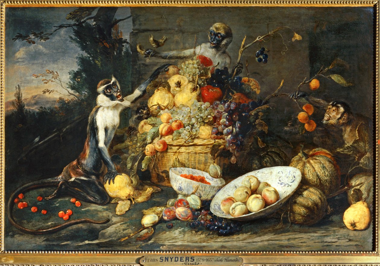 Trzy małpy, złodzieje owoców ... autorstwa Frans Snyders