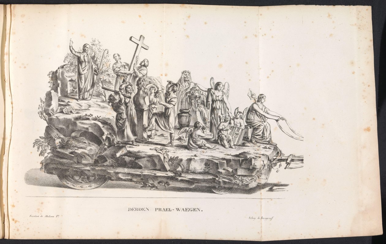 Trzeci pływak w procesji na Saint Rombout, 1825 Trzeci Prael-waegen (tytuł na obiekcie) autorstwa Frans Vervloet