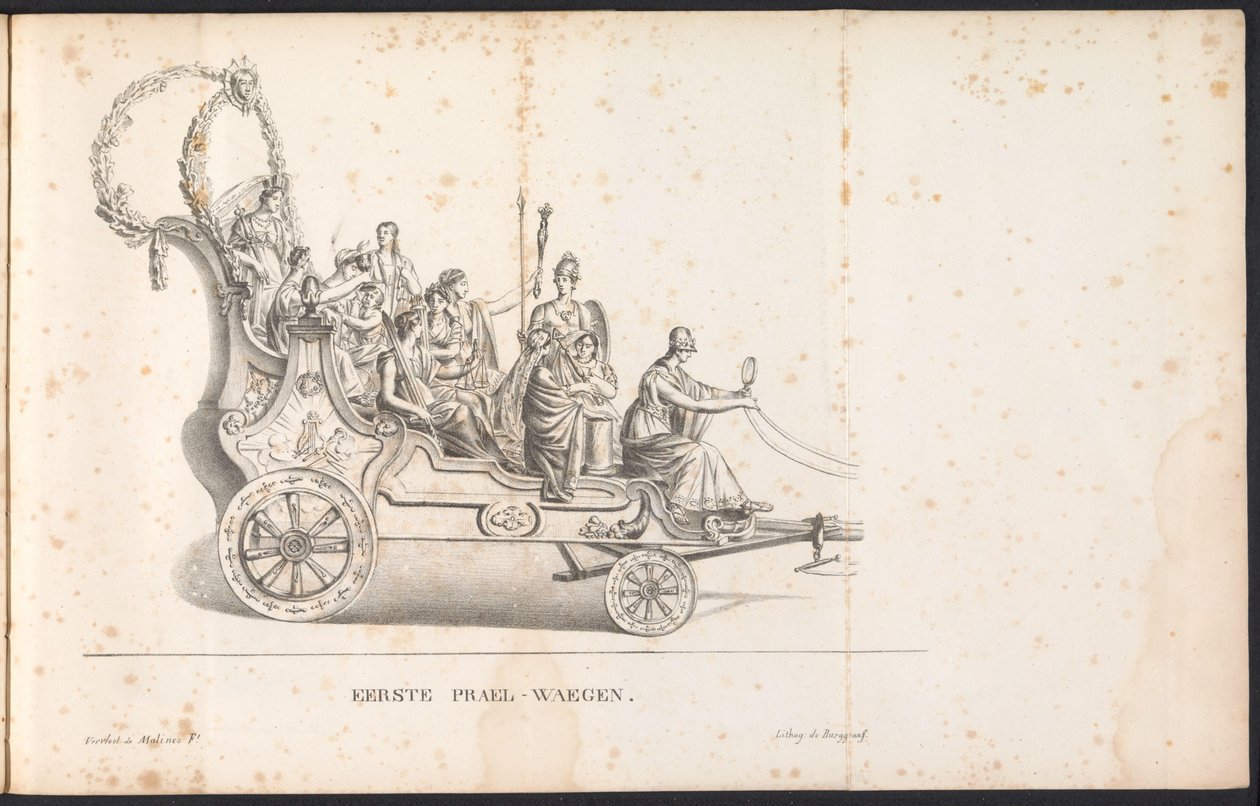 Pierwszy pływak w procesji dla św. Rumbolda, 1825 Pierwszy Prael-waegen (tytuł na obiekcie) autorstwa Frans Vervloet