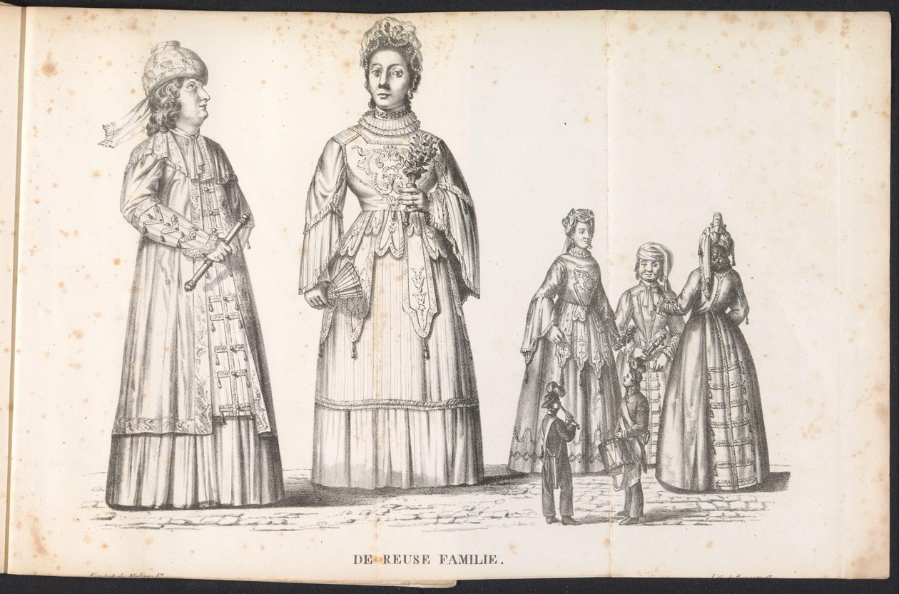 Olbrzymie figury w procesji dla św. Rumbolda, 1825 Rodzina Reuse (tytuł na obiekcie) autorstwa Frans Vervloet