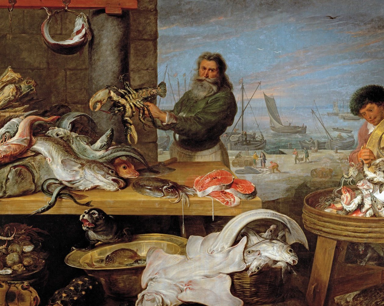 Targ rybny (olej na płótnie) autorstwa Frans & Vos Cornelis de (1585-1651) Snyders