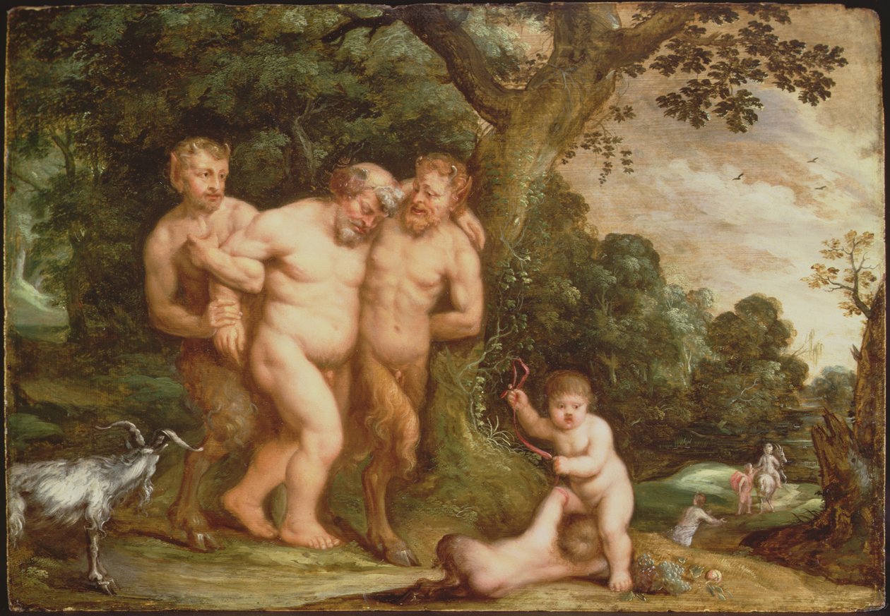 Pijana Silenus (olej na panelu) autorstwa Frans Wouters