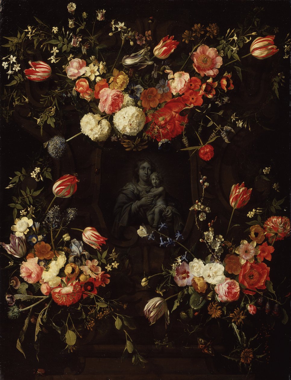 Madonna otoczona kwiatami, 1662 autorstwa Frans Ykens