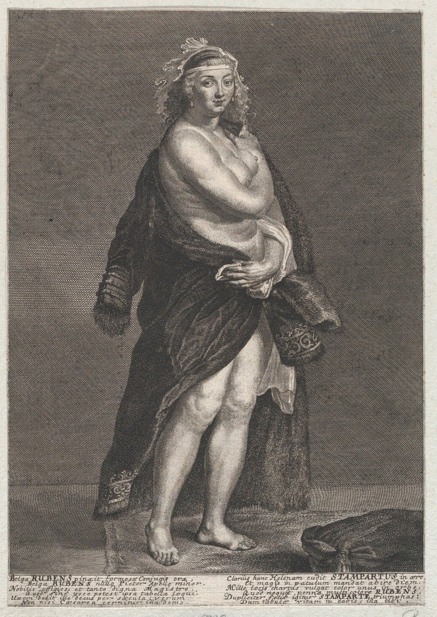 Portret Heleny Fourment, drugiej żony Rubensa, w futrze na ramionach, 1728., 1728 autorstwa Frans van Stampart
