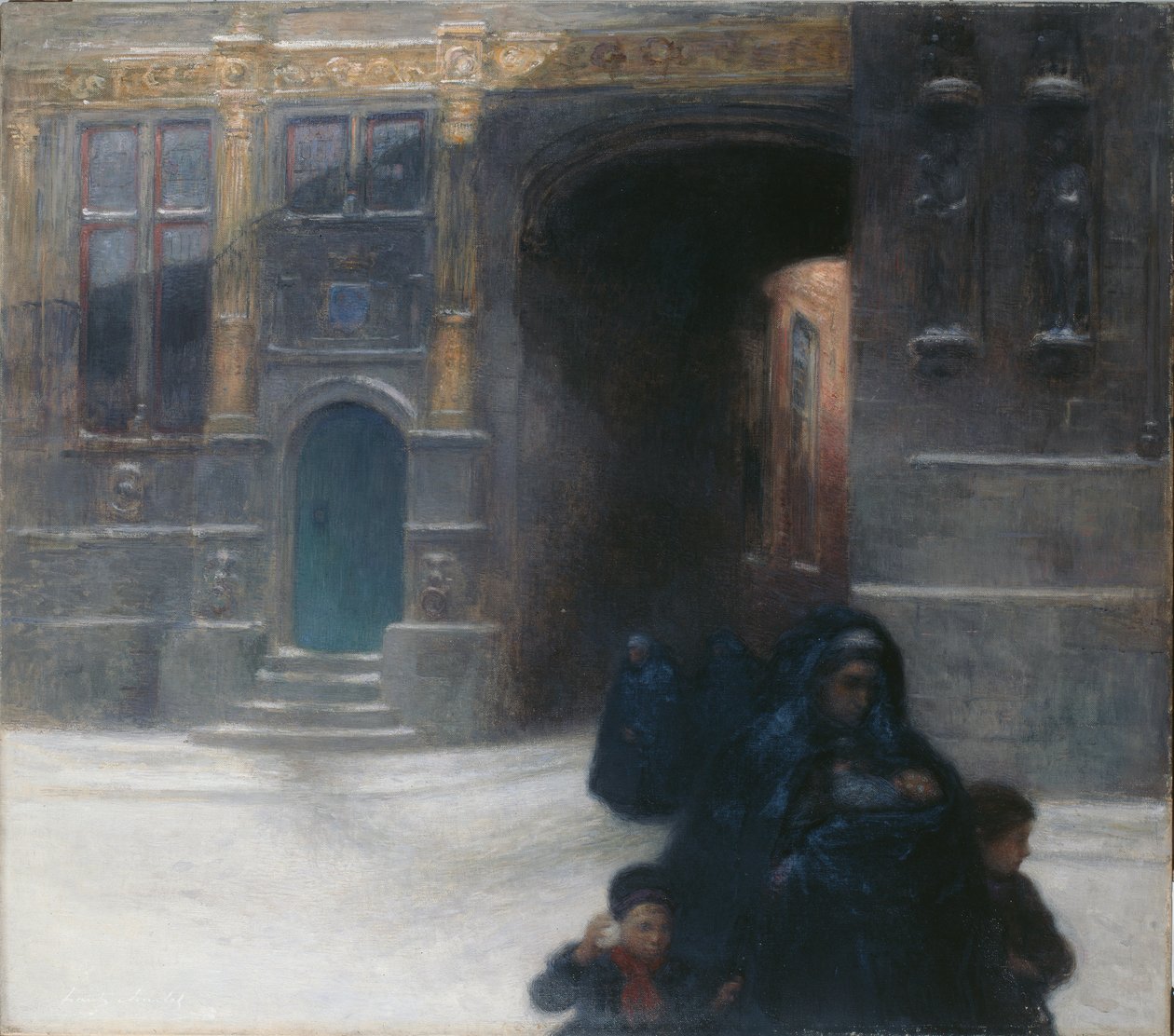 Позолоченные домики в Брюгге (холст, масло)лак autorstwa Frantz Charlet