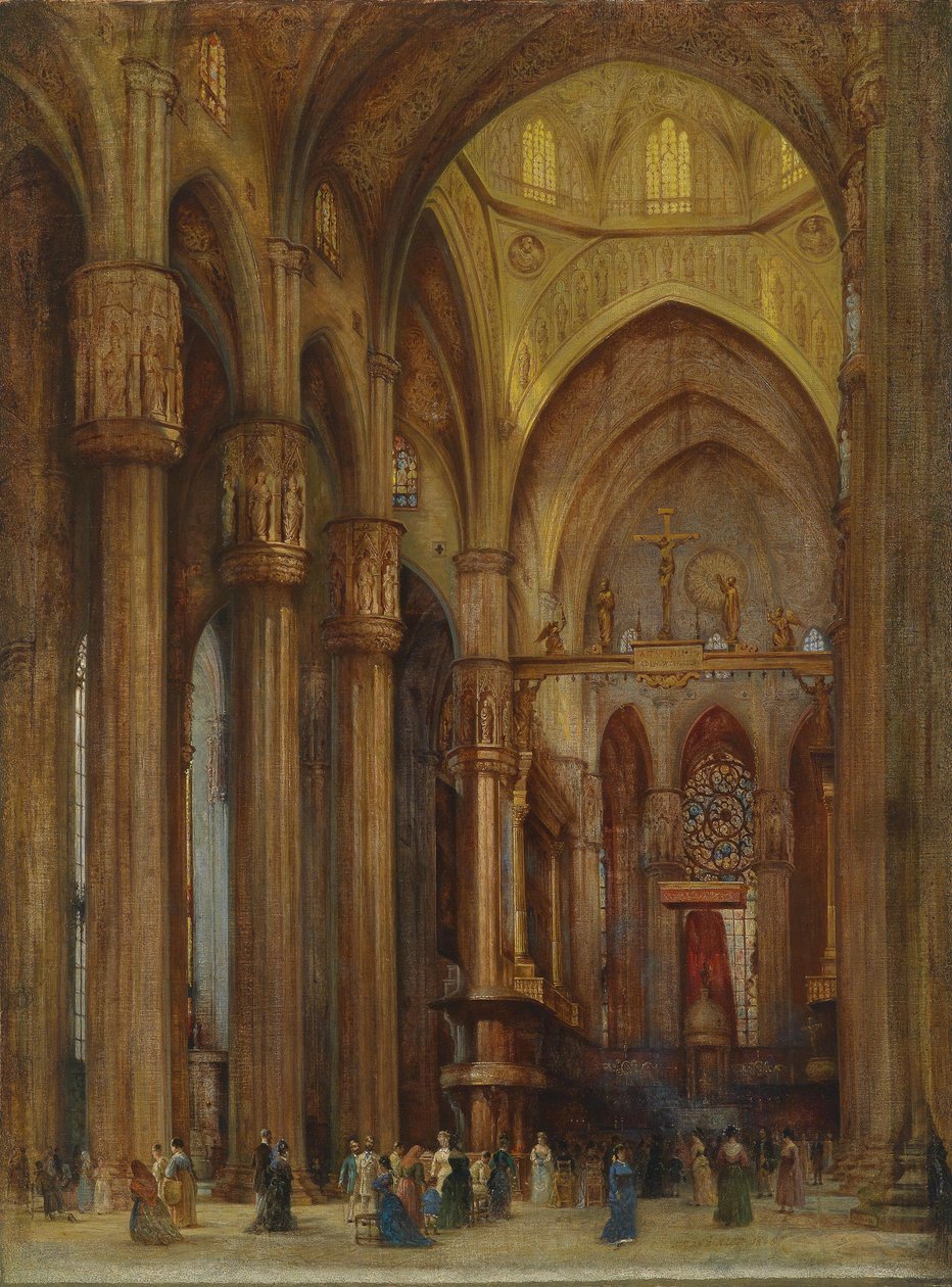 Widok katedry w Mediolanie z Altare Privilegata, w tle ołtarz główny autorstwa Pellegrino Tibaldiego autorstwa Franz Alt
