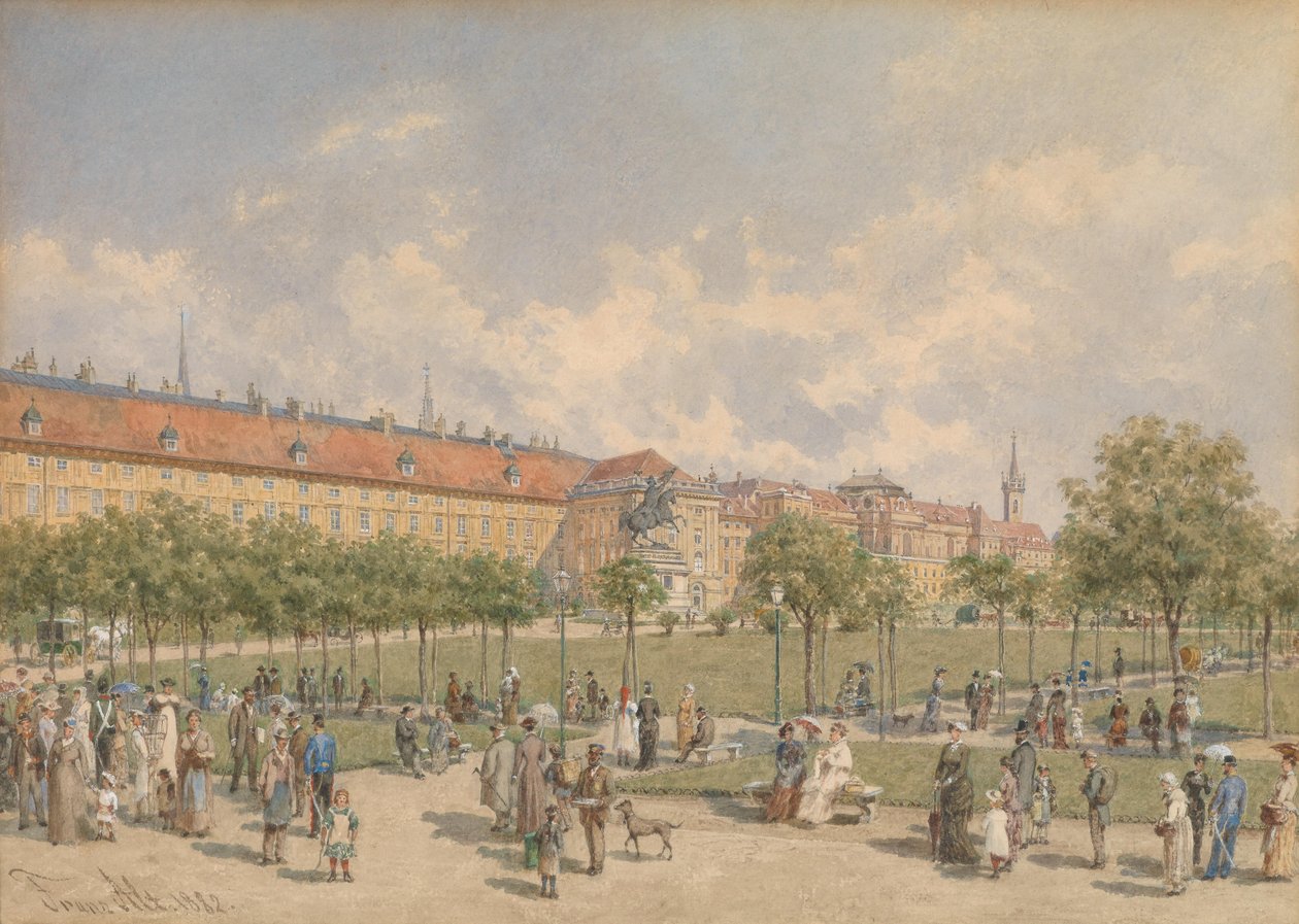 Heldenplatz w Wiedniu z widokiem na skrzydło Leopoldynów w Hofburgu autorstwa Franz Alt