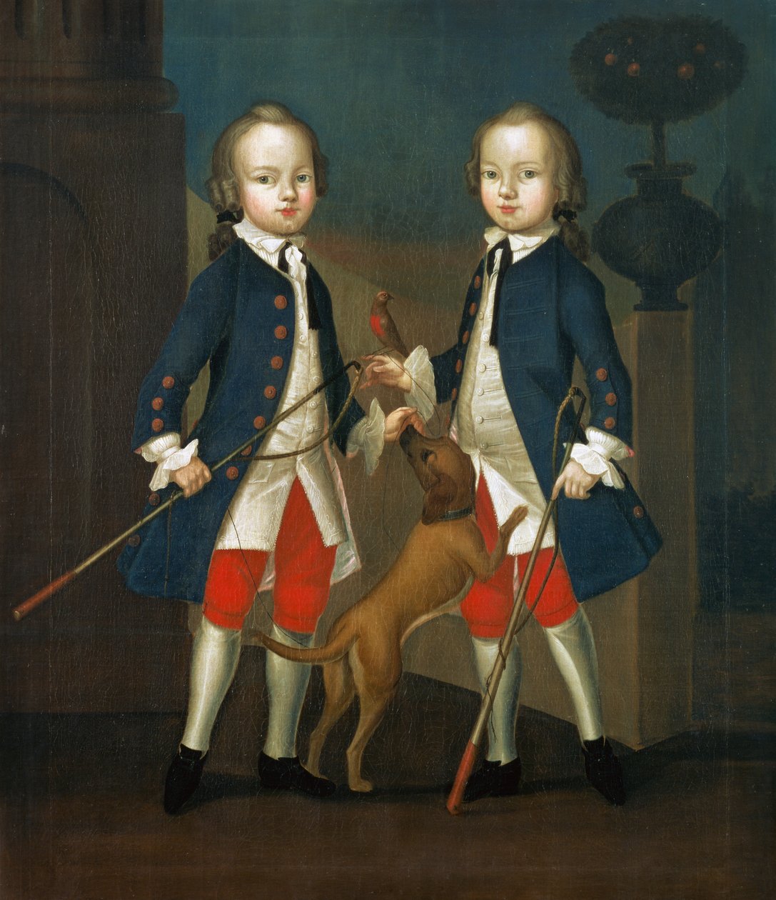 Bliźniacy Gosnall: Mistrz Thomas i Mistrz John Gosnall z Bentley, ok. 1745 autorstwa Franz Cusaude