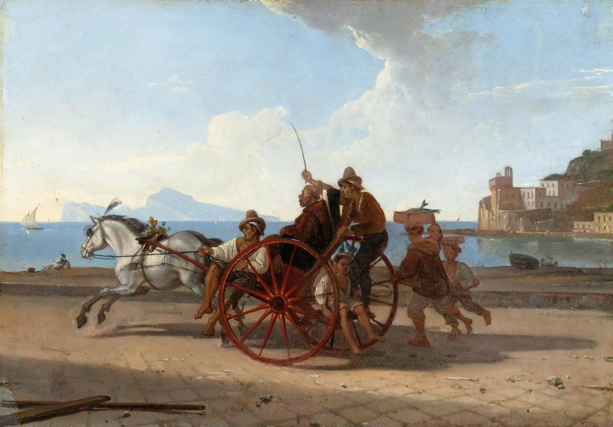 Neapolitańska carrete z mnichem autorstwa Franz Ludwig Catel