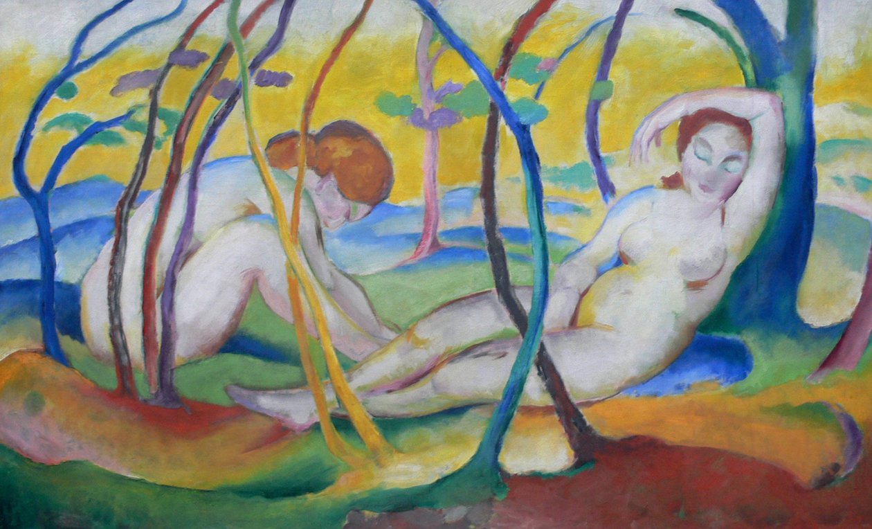 Akty pod drzewami autorstwa Franz Marc