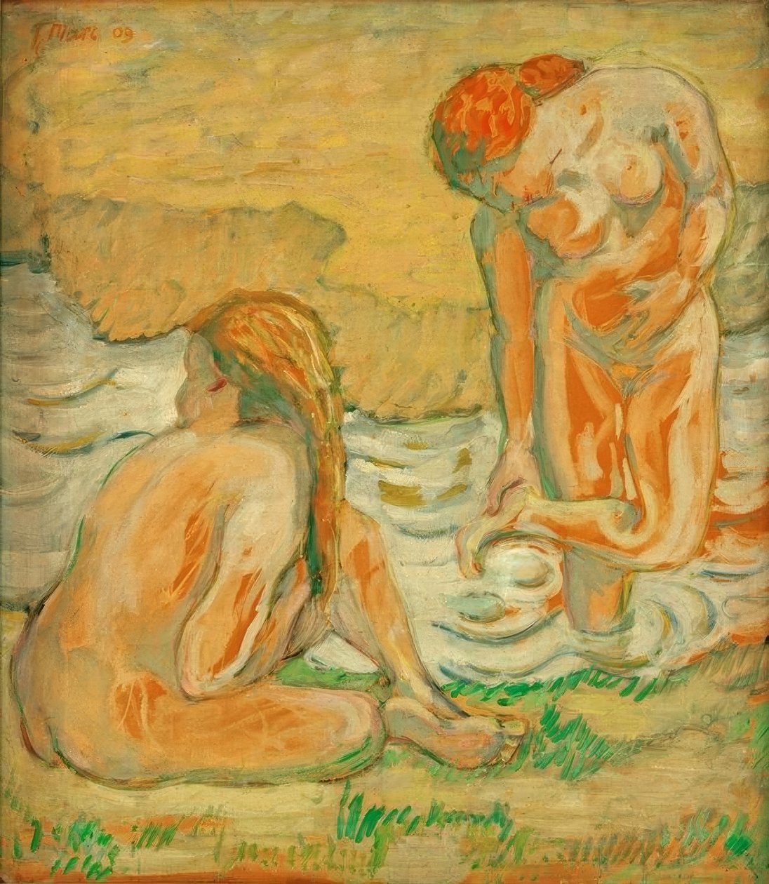 Nude Kompozycja II (Kąpiące się dwie kobiety) autorstwa Franz Marc