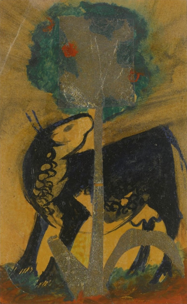 Czarna krowa za drzewem Czarna krowa za drzewem autorstwa Franz Marc