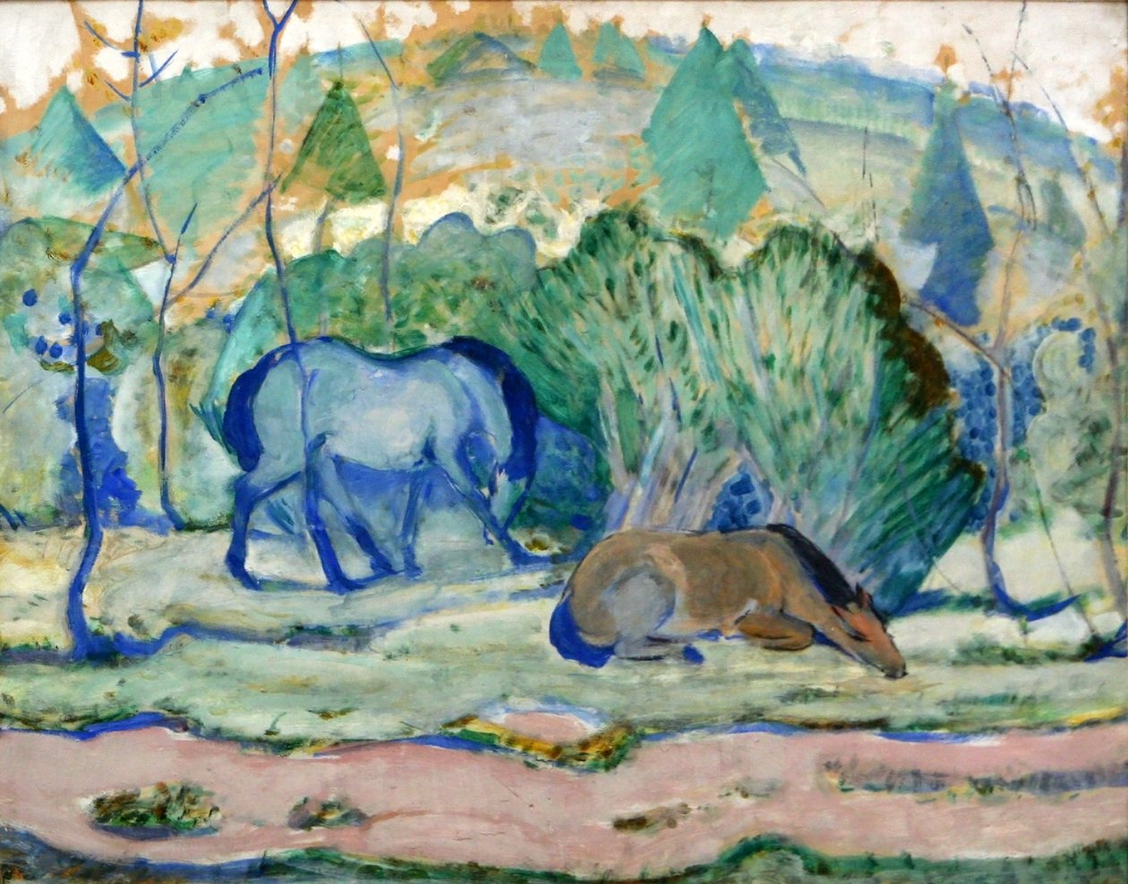 Konie na pastwisku autorstwa Franz Marc