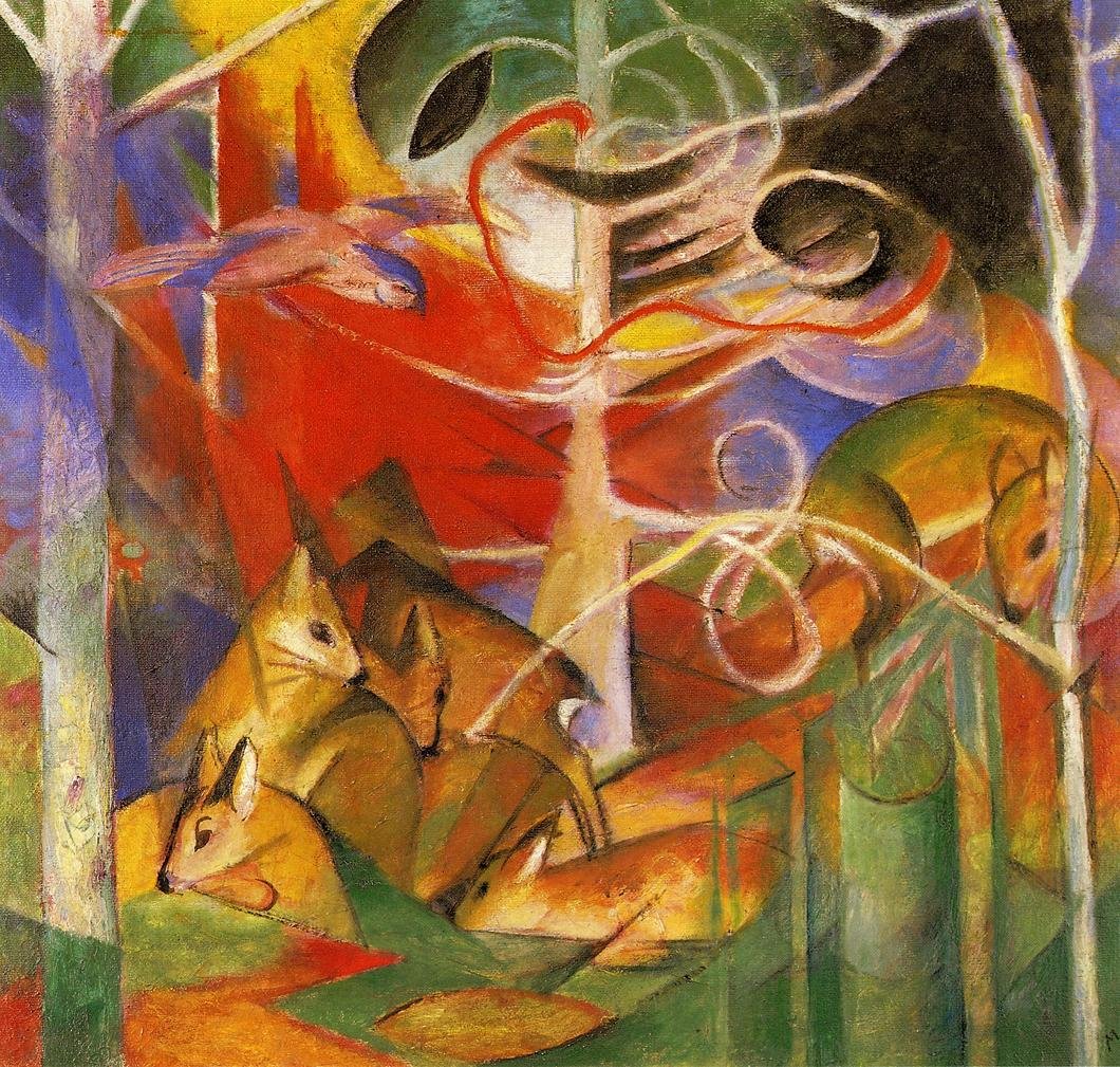 Jeleń w lesie autorstwa Franz Marc