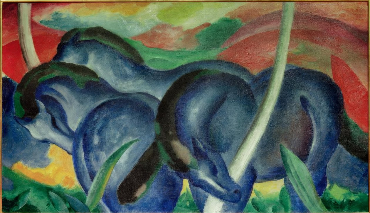 Duże niebieskie konie autorstwa Franz Marc
