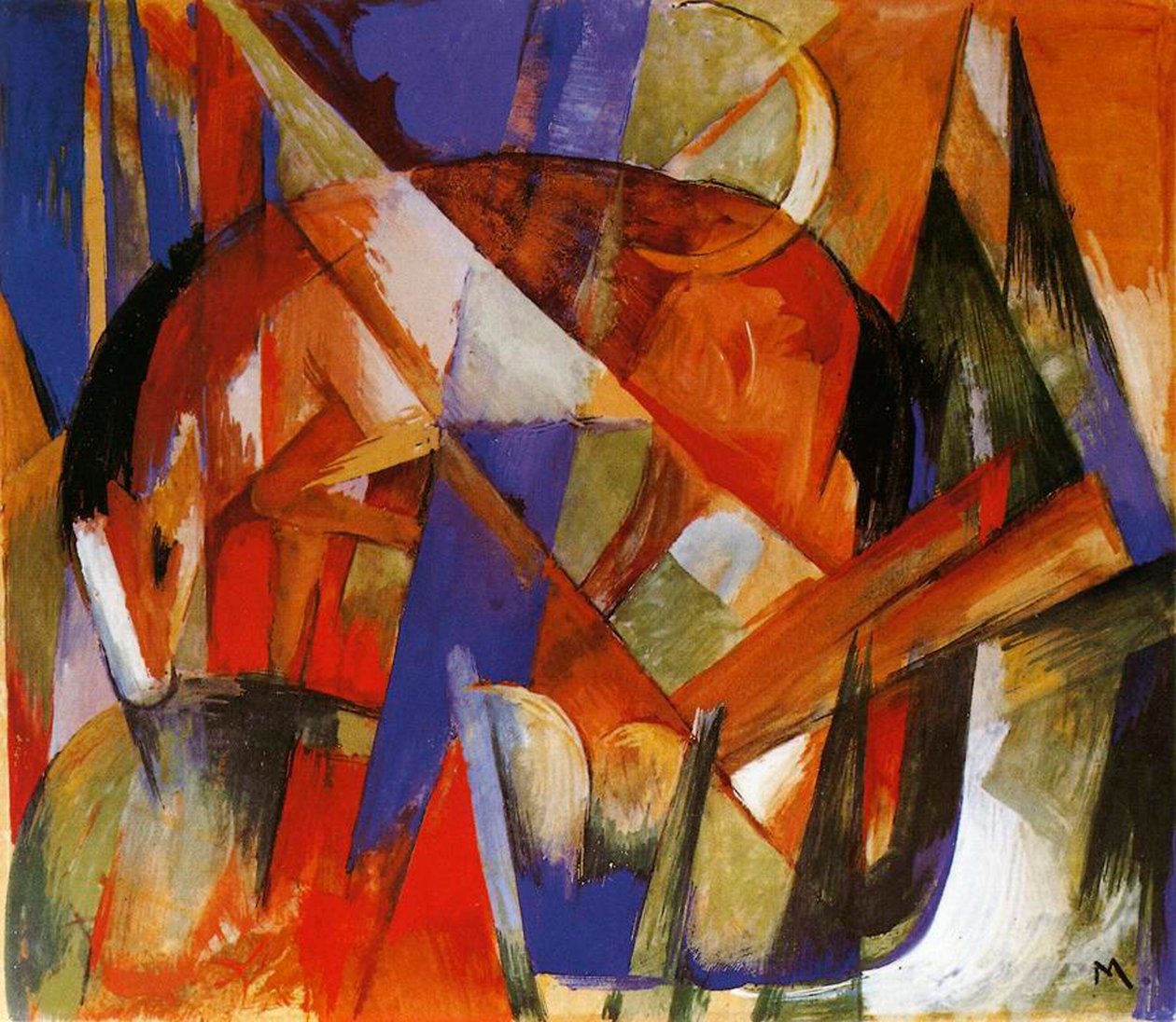 Bajeczna bestia II, 1913 (tempera na desce) autorstwa Franz Marc
