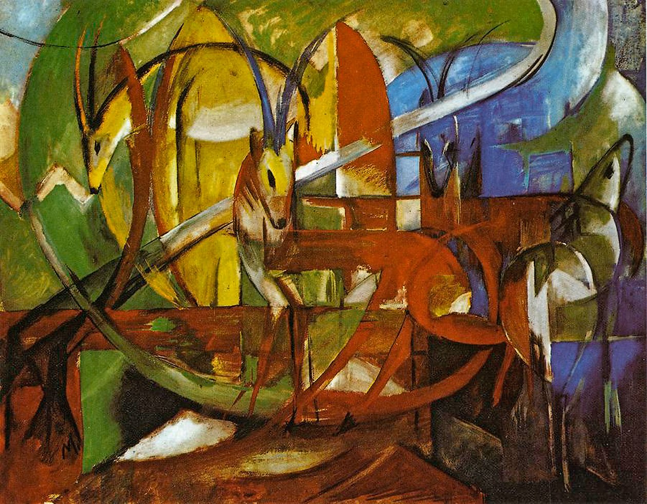 Gazele, 1913 (tempera na desce) autorstwa Franz Marc