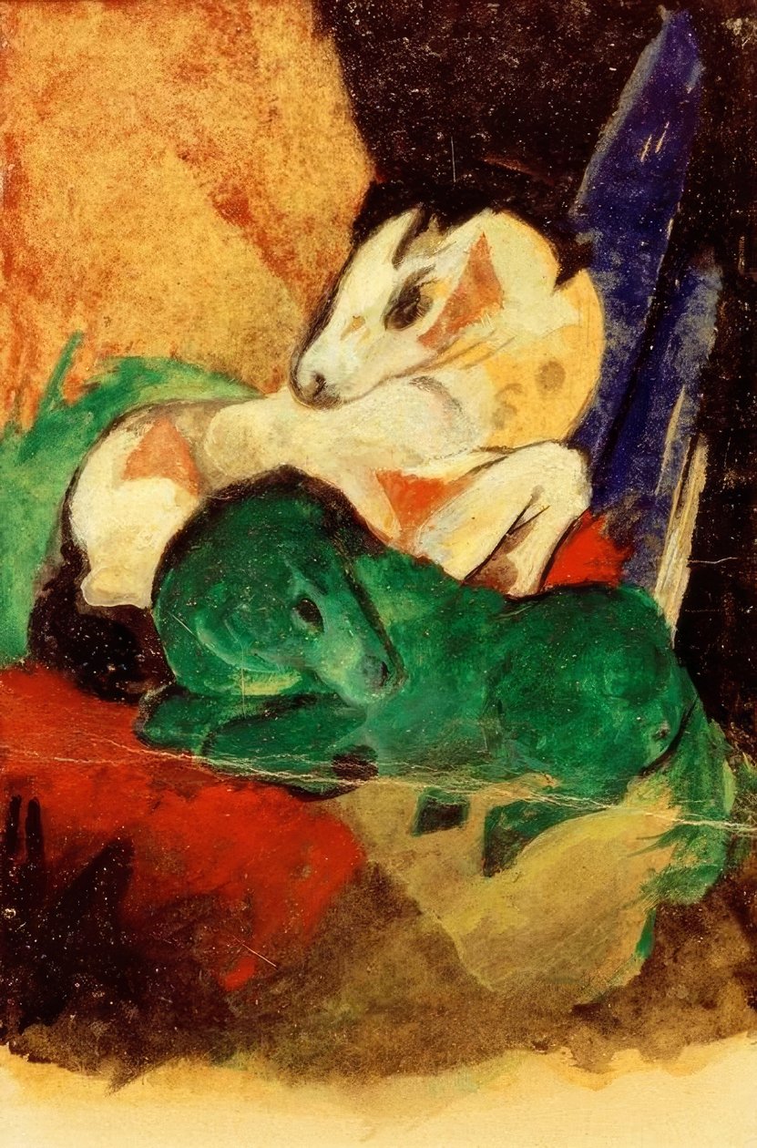 Zielony i biały koń autorstwa Franz Marc