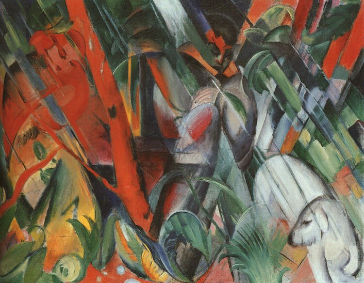 W deszczu autorstwa Franz Marc