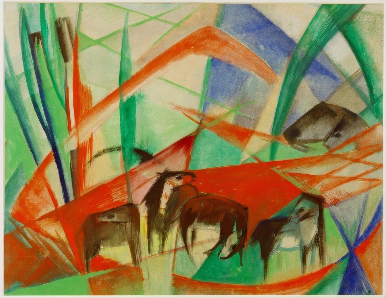 Krajobraz z czarnymi końmi autorstwa Franz Marc