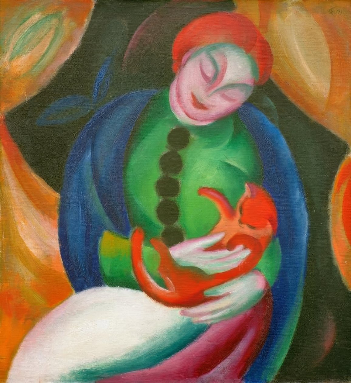 Dziewczyna z kotem II autorstwa Franz Marc
