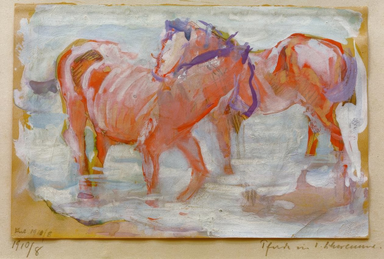Konie w wodzie autorstwa Franz Marc
