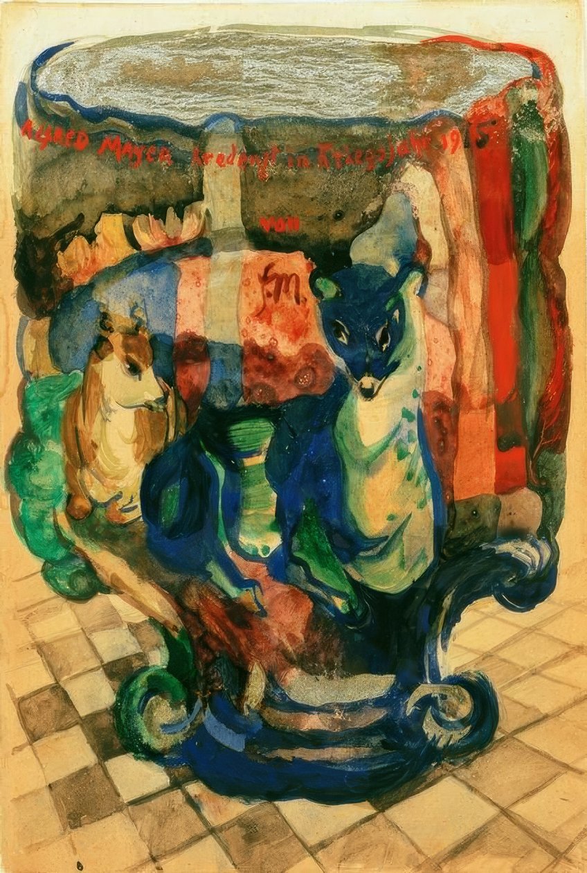 Kubek z lisem i sarną autorstwa Franz Marc