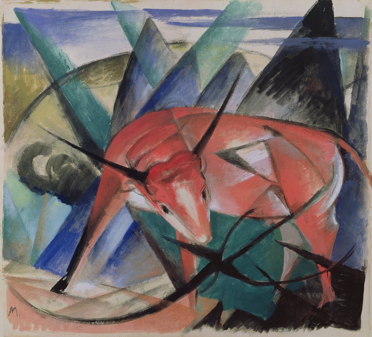 czerwony Byk autorstwa Franz Marc
