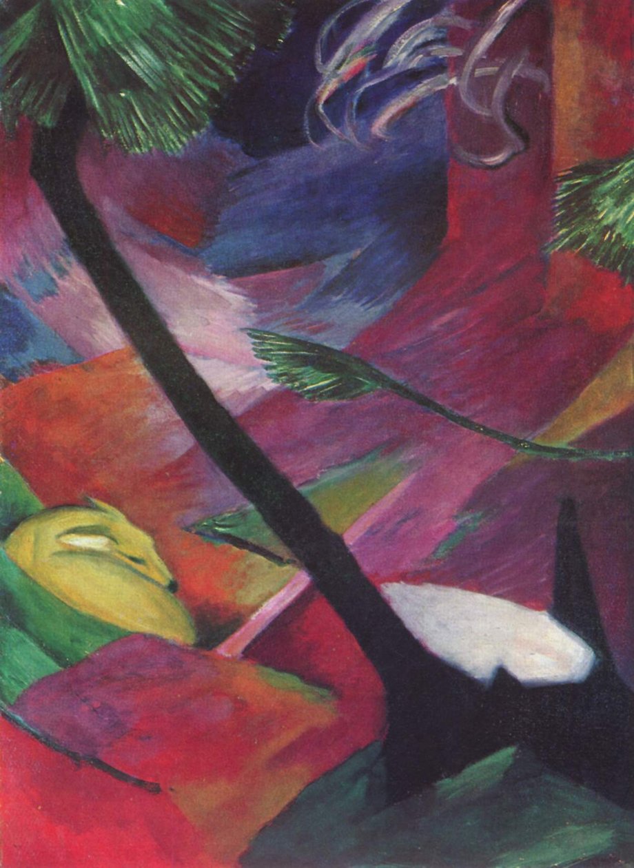 Jeleń w lesie autorstwa Franz Marc