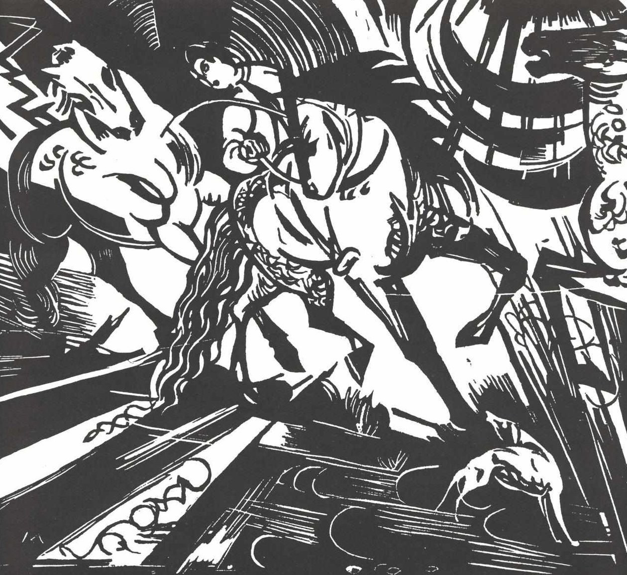 Szkoła jazdy konnej według Ridingera autorstwa Franz Marc