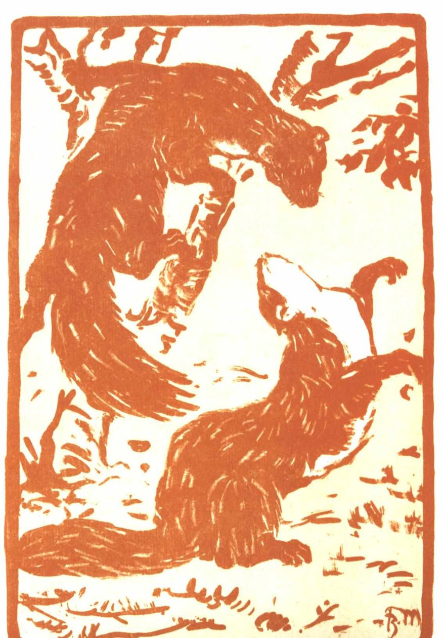 Bawiące się łasice autorstwa Franz Marc