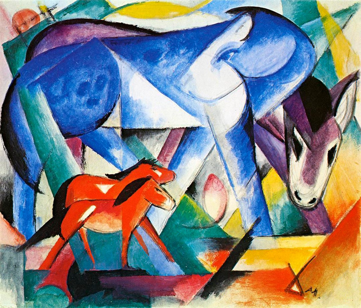 Pierwsze zwierzęta, 1913 (tempera na papierze) autorstwa Franz Marc