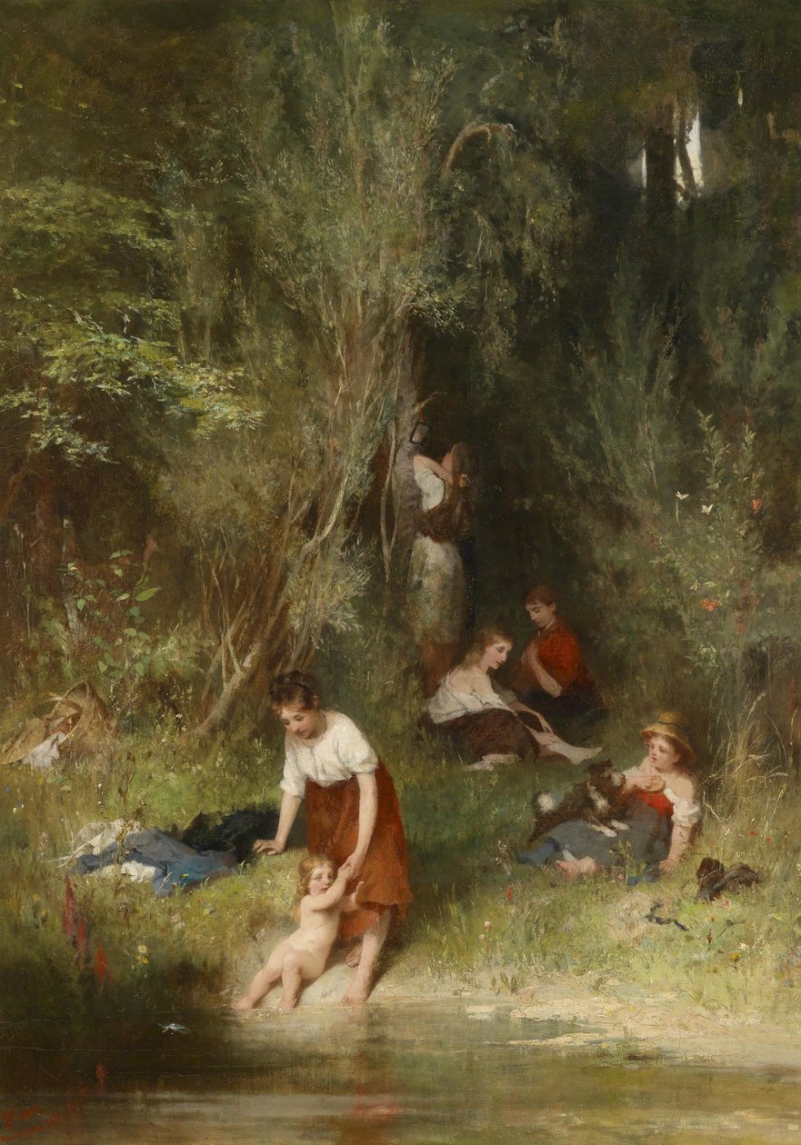 Dzieci Wilhelma Marca nad stawem autorstwa Franz Marc