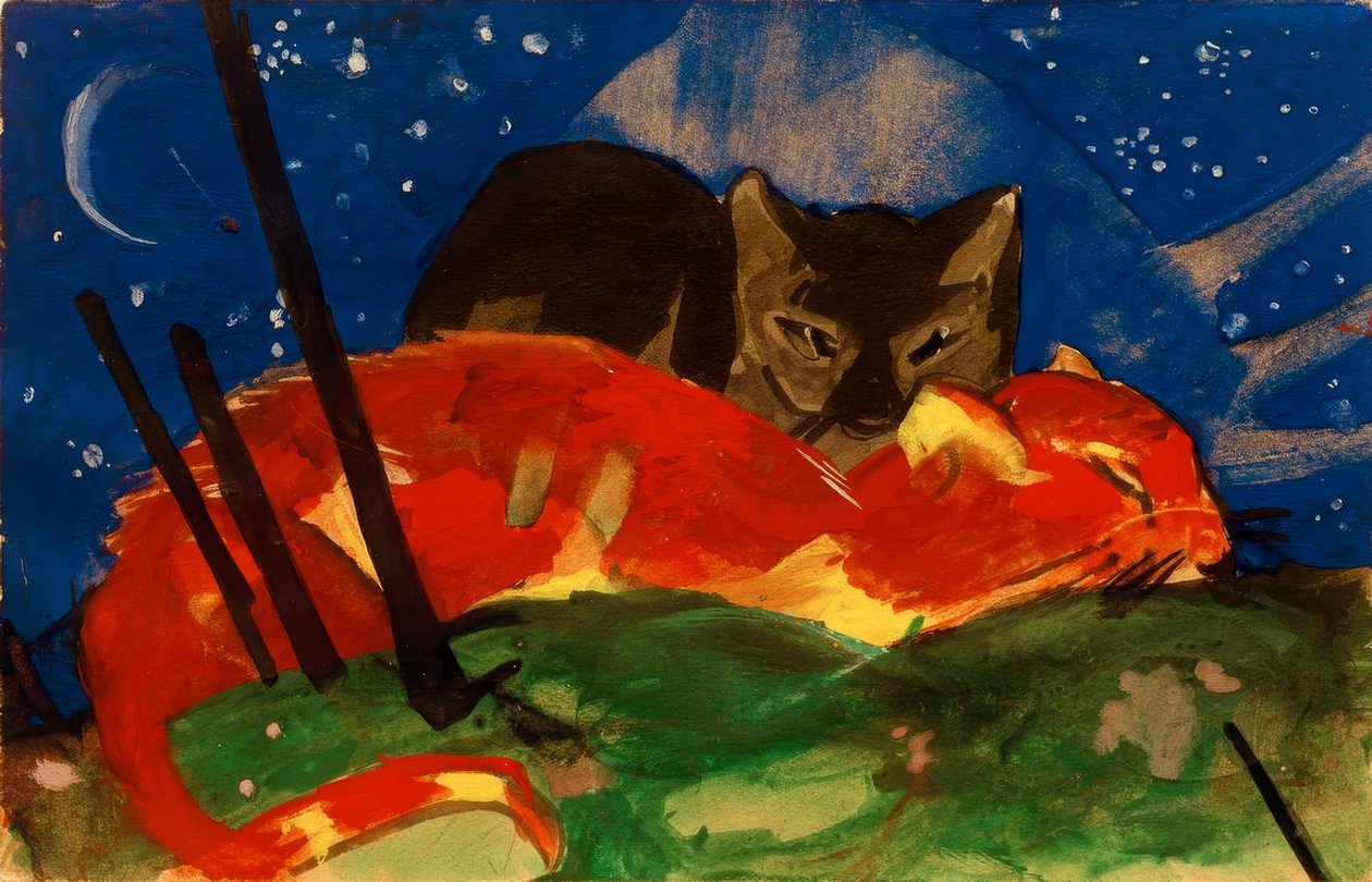 Dwa koty autorstwa Franz Marc