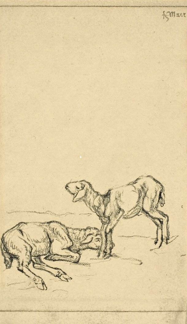 Dwie jagnięta autorstwa Franz Marc