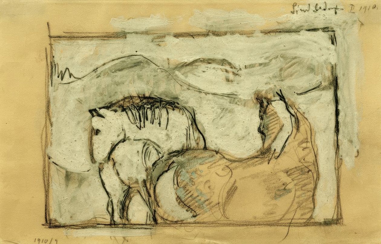 Dwa konie autorstwa Franz Marc