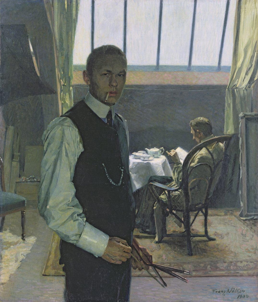 Autoportret w pracowni, 1904 autorstwa Franz Nolken