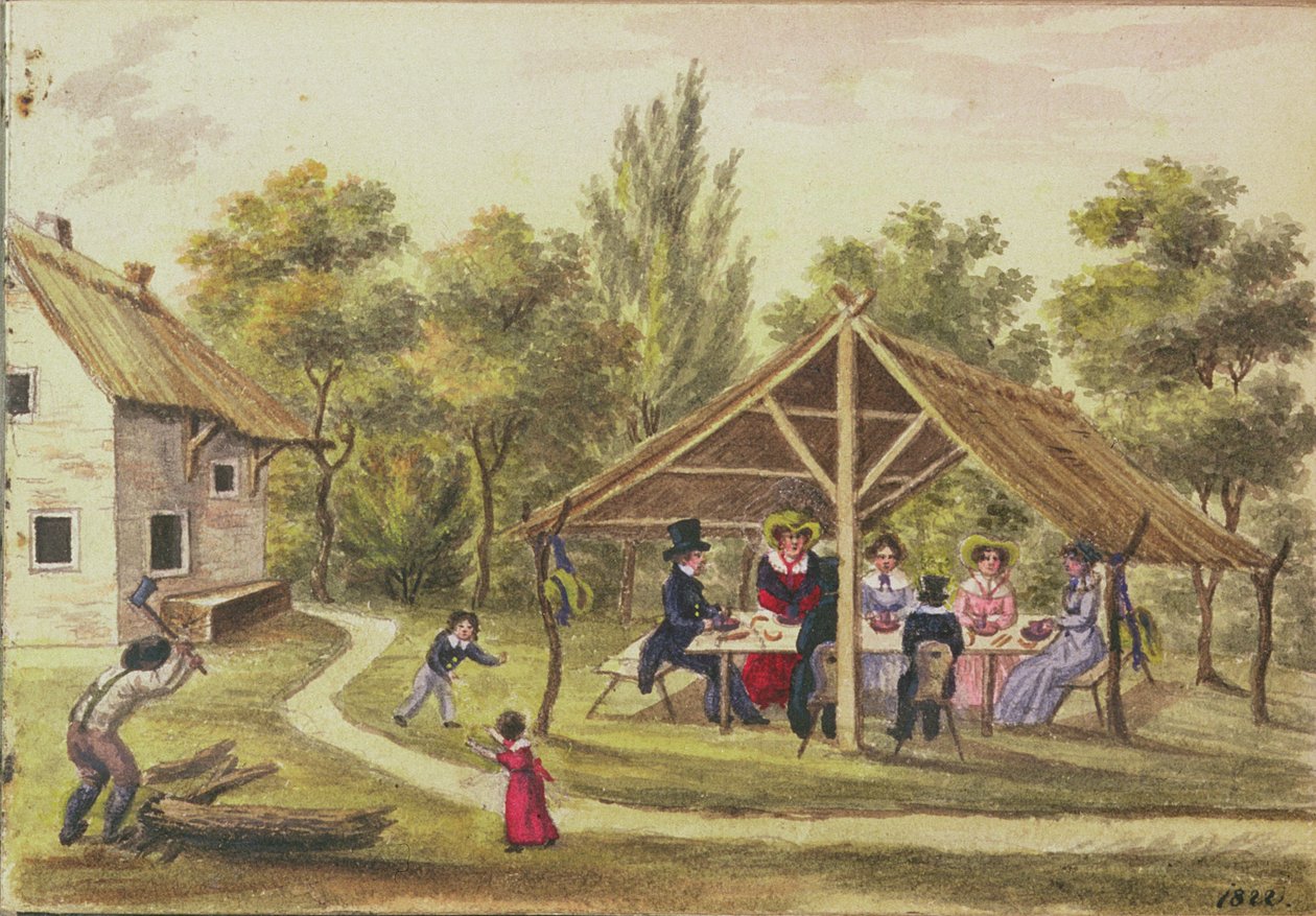 Podwieczorek w karczmie z dziennika Carla Baumanna spisanego w latach 1813-25, 1822 autorstwa Franz Paumgarrten
