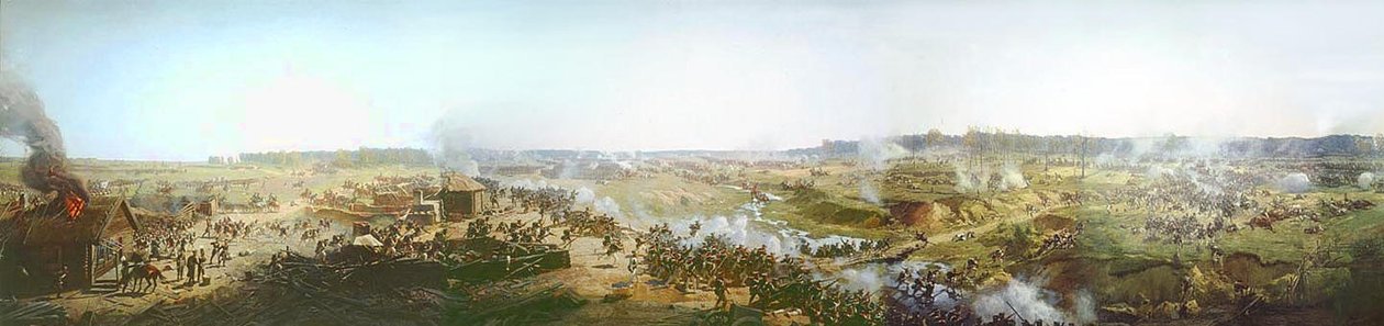 Panorama bitwy pod Moskwą w 1812 roku lub bitwy pod Borodino. autorstwa Franz Roubaud