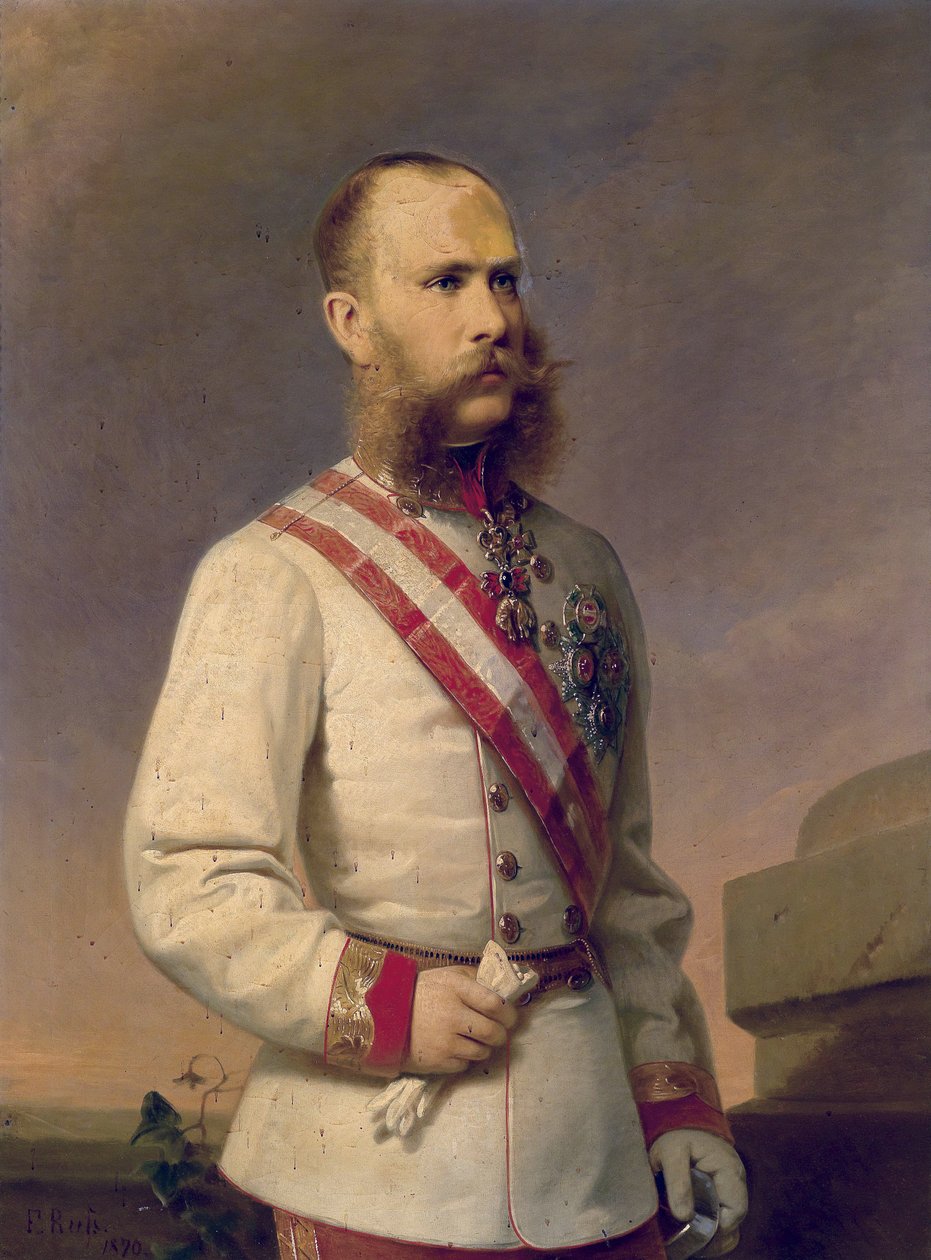 Cesarz Franciszek Józef I Austrii w mundurze z medalami autorstwa Franz Russ the Younger