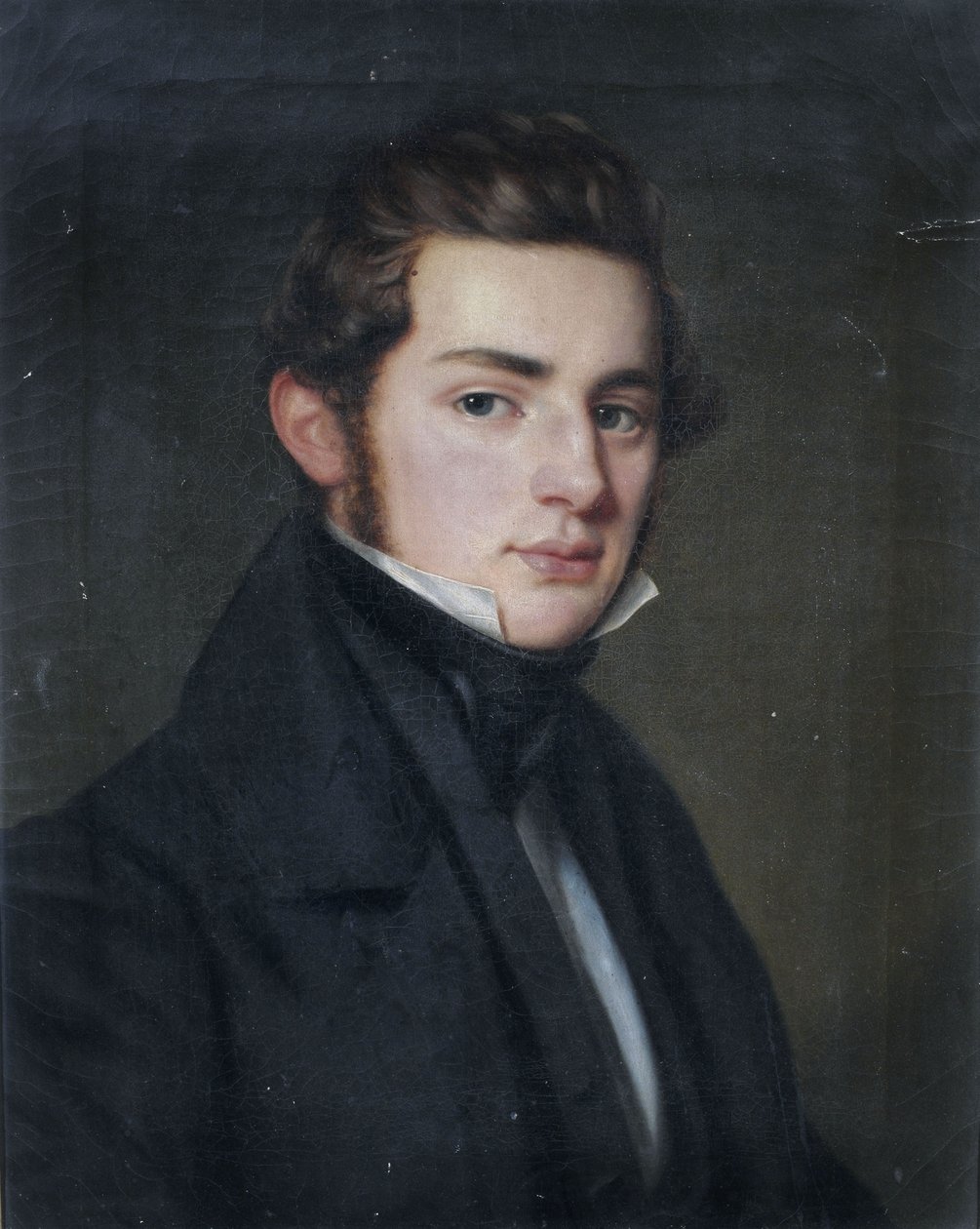 Portret młodego dżentelmena w czarnym surducie w trzech czwartych po prawej stronie. autorstwa Franz Seraph Stirnbrand