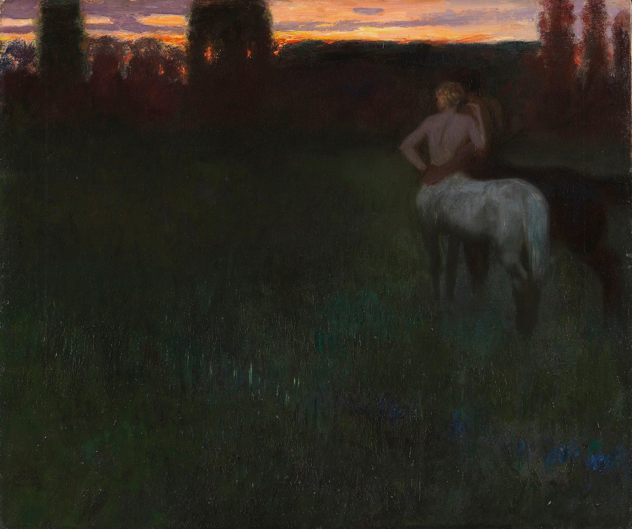 zachód słońca autorstwa Franz von Stuck