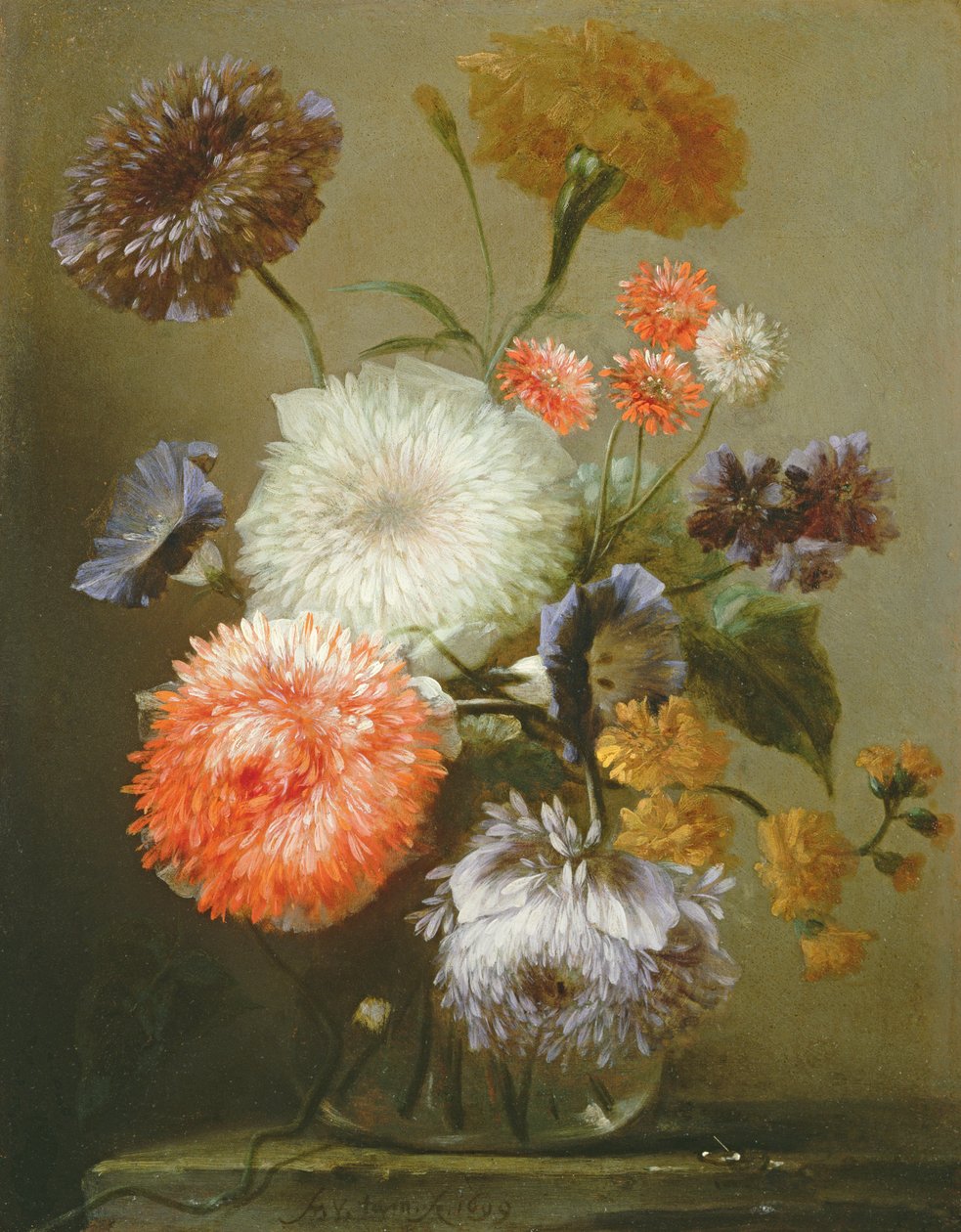 Martwa natura z kwiatów, 1699 (olej na miedzi) autorstwa Franz Werner Tamm