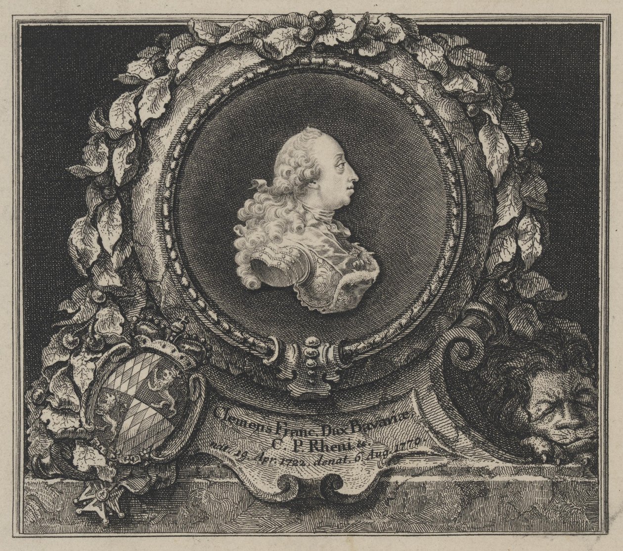 Portret księcia Klemensa Franciszka Bawarskiego (1722-1770) autorstwa Franz Xaver Andreas Jungwierth