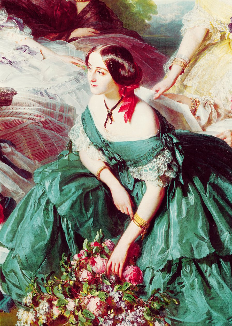 Cesarzowa Eugenia i jej damy w oczekiwaniu, fragment markizy Montebello, 1855 autorstwa Franz Xaver Winterhalter