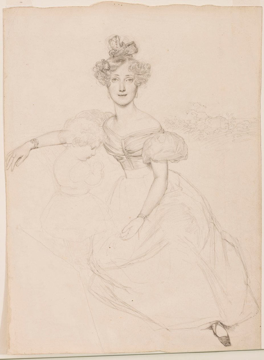 Wielka Księżna Zofia Badeńska z Synem, ok. 1831 (ołówek grafitowy na papierze) autorstwa Franz Xaver Winterhalter