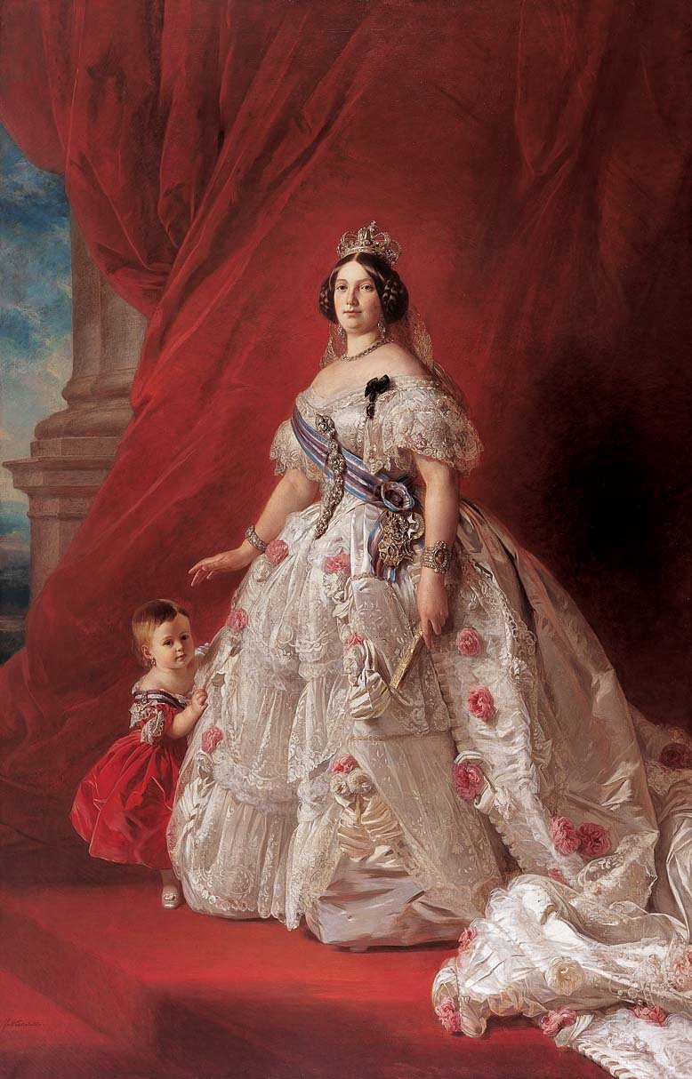 Portret królowej Hiszpanii Izabeli II i jej córki Izabeli autorstwa Franz Xaver Winterhalter
