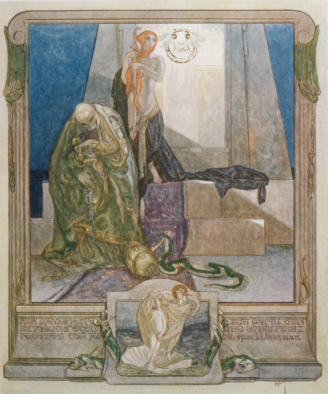 Ilustracja z „Boskiej komedii” Dantego, Raj, Canto IX, 1921 autorstwa Franz von Bayros