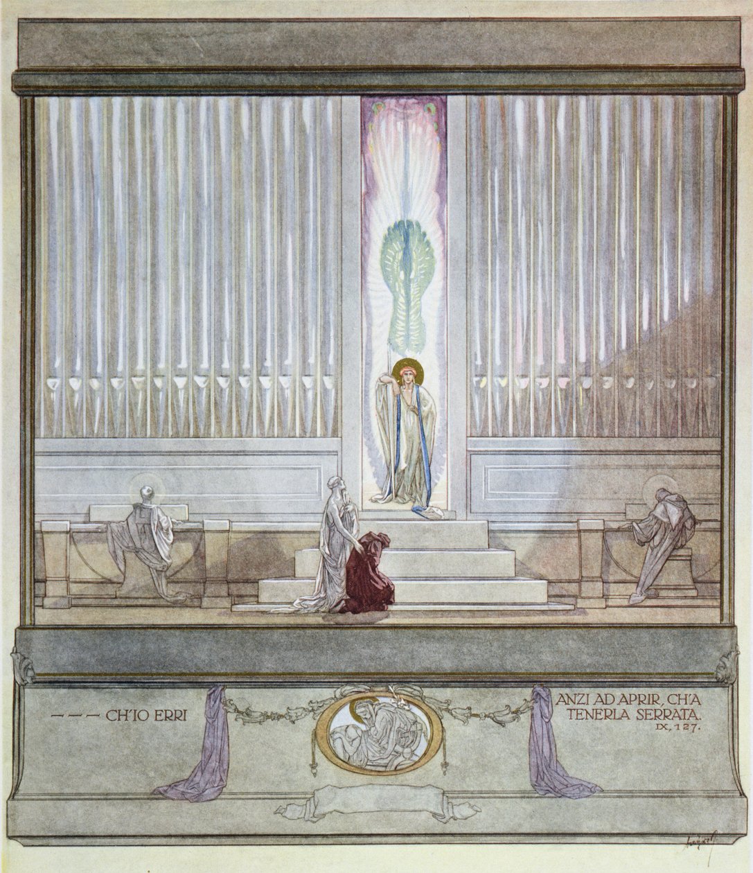 Ilustracja z „Boskiej komedii” Dantego, Czyściec, Canto IX: 127, 1921 autorstwa Franz von Bayros