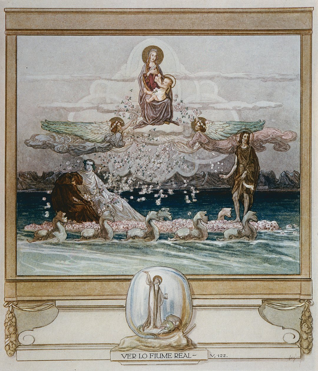 Ilustracja z "Boskiej komedii" Dantego, Czyściec, Canto V: 122, 1921 r. autorstwa Franz von Bayros